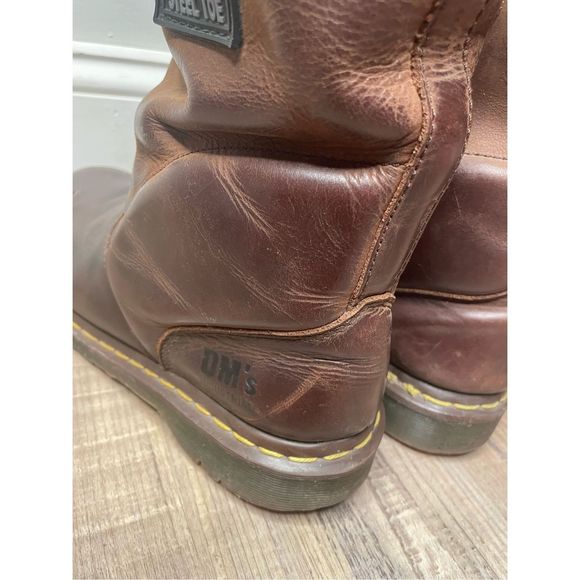 Dr. Martens Steel Toe Air Wave Brown Leather Boots10 Oil Resistant Cushioned Sol - Picture 8 of 14